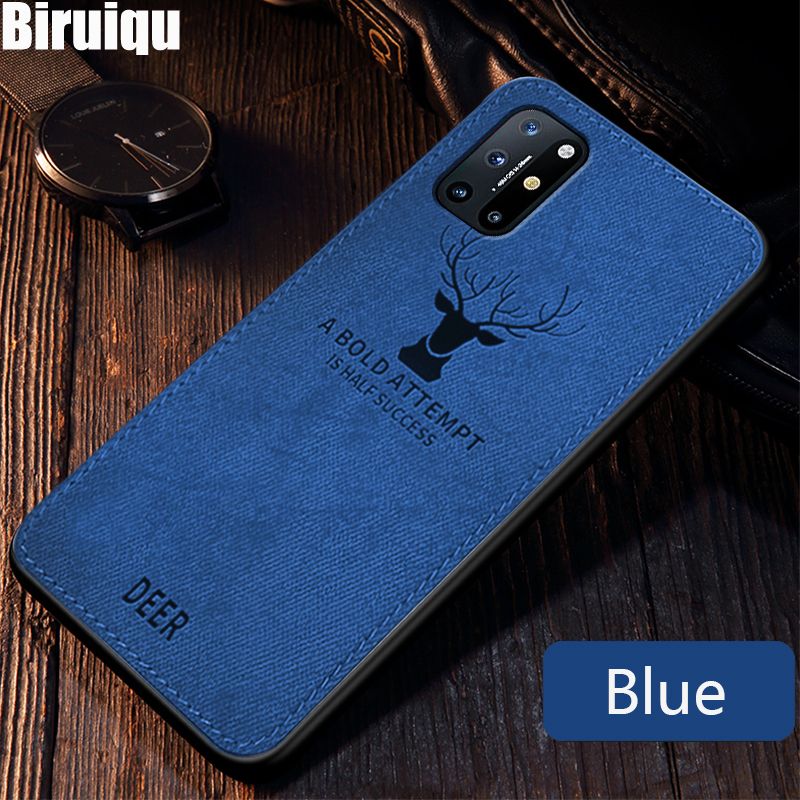 Biruiqu For Oneplus 8T Hybrid Soft TPU Deer Pattern Leather Shockproof Case Cover
