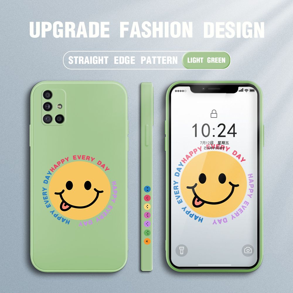FHKL for Samsung Galaxy A71 Back Cover Cartoon Smile Side design Soft Case Multicolor Liquid Silicone Phone Cases