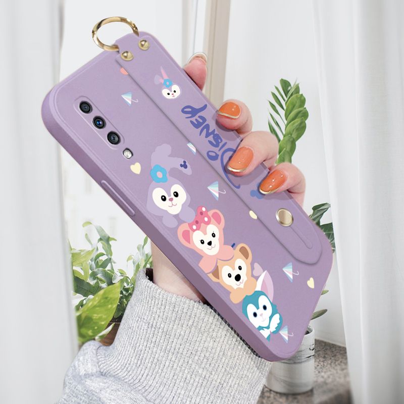 Jizetin for Samsung Galaxy A70 Wrist Strap Case Creative Cartoon Cute Bunny Cover Ultra Thin Anti Fall Liquid Silicone Phone Case