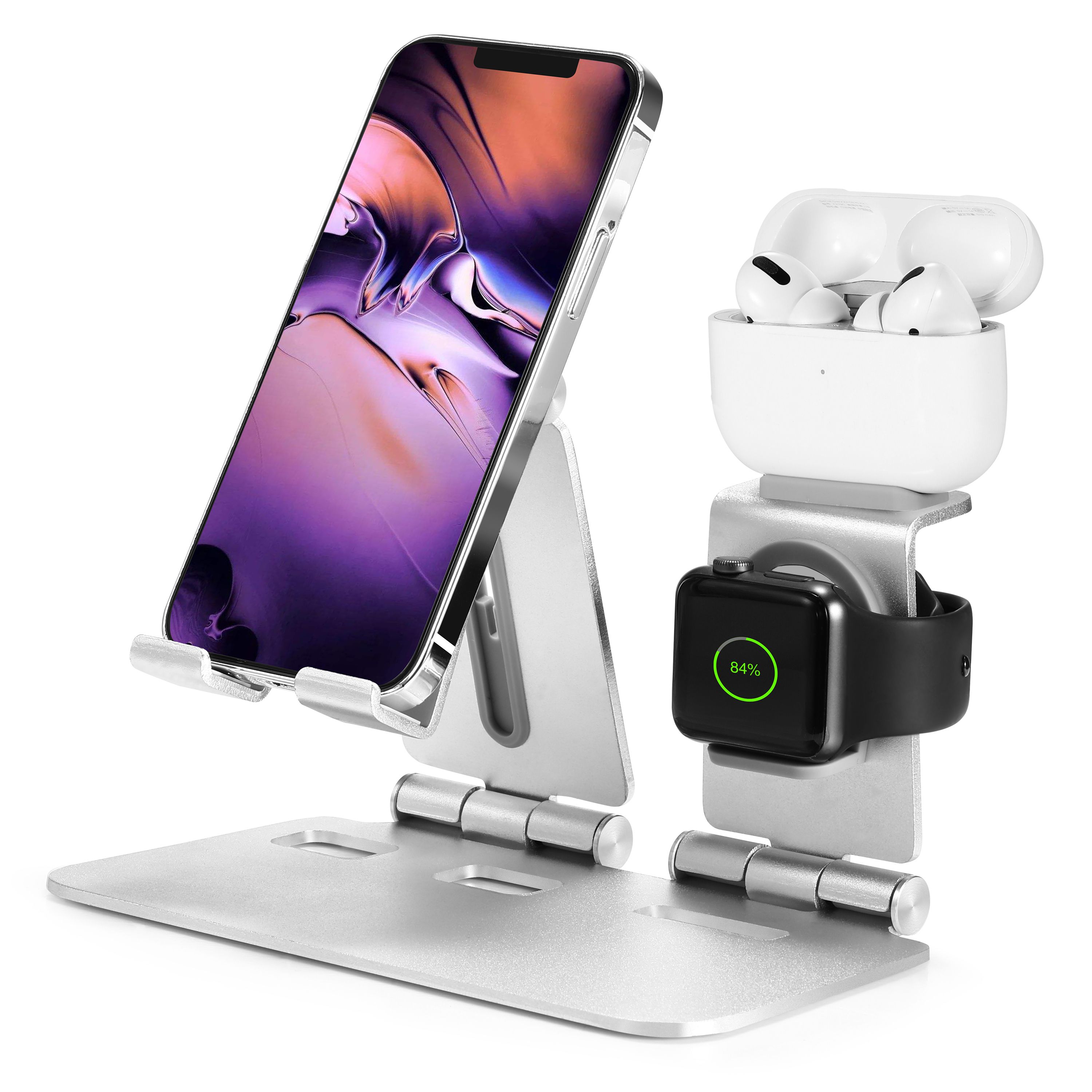 3-in-1 Foldable Charging Station for Multiple Devices, iPhone + Apple Watch + Apple Airpods