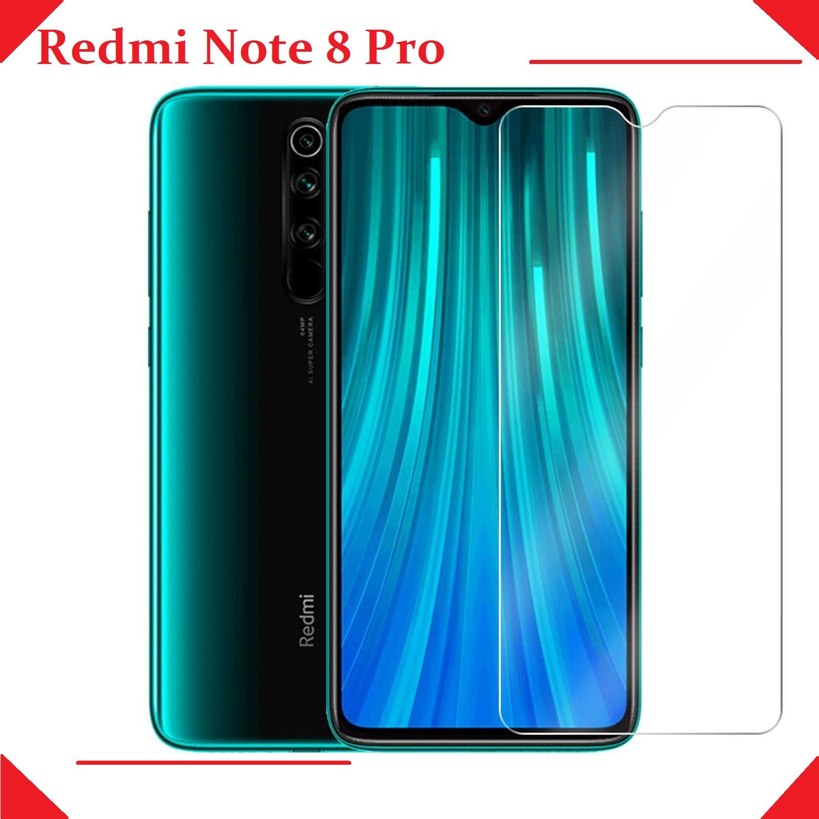 2pcs Glass for Xiaomi Redmi Note 8 Pro Screen Protector 9H full black
