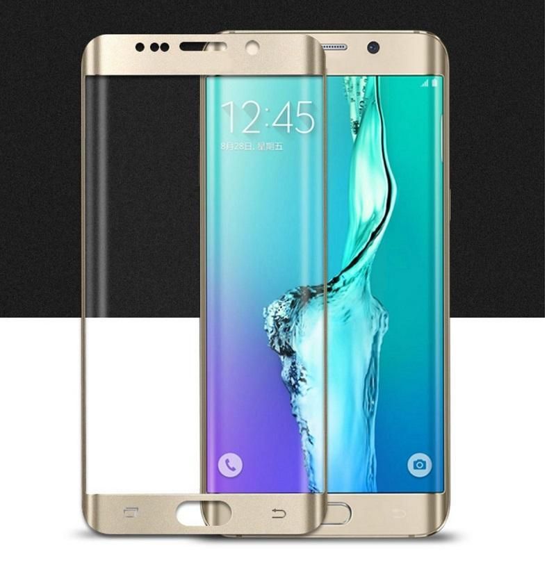 Samsung Galaxy S7 Edge- 5D Tempered Glass Screen Protector Gold - Transparent