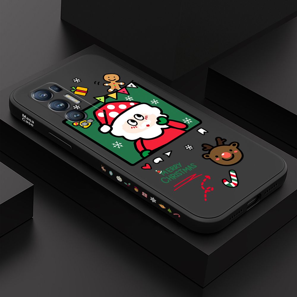 ZeroQiQi for OPPO Reno 5 Pro Plus 5G Case Santa Claus Christmas Gifts Side Printing Cases Soft Liquid Silicone Phone Cover
