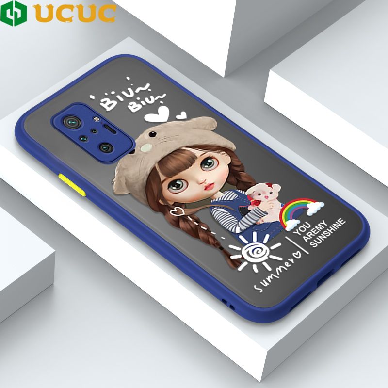 UCUC for Redmi Note 10 Pro Back Cover Rainbow Lovely Girls Frosted Transparent Hard Phone Case Thin Shockproof Full Cover Camera Protect Case