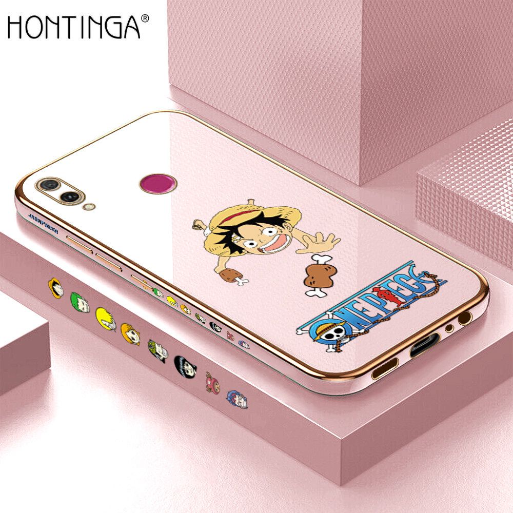Hontinga for Huawei Y9 2019 Back Cover + Free Lanyard Luxury 6D Plating Big Stick Meat Boy Side Pattern Case Soft Silicone Square Mobile Cover