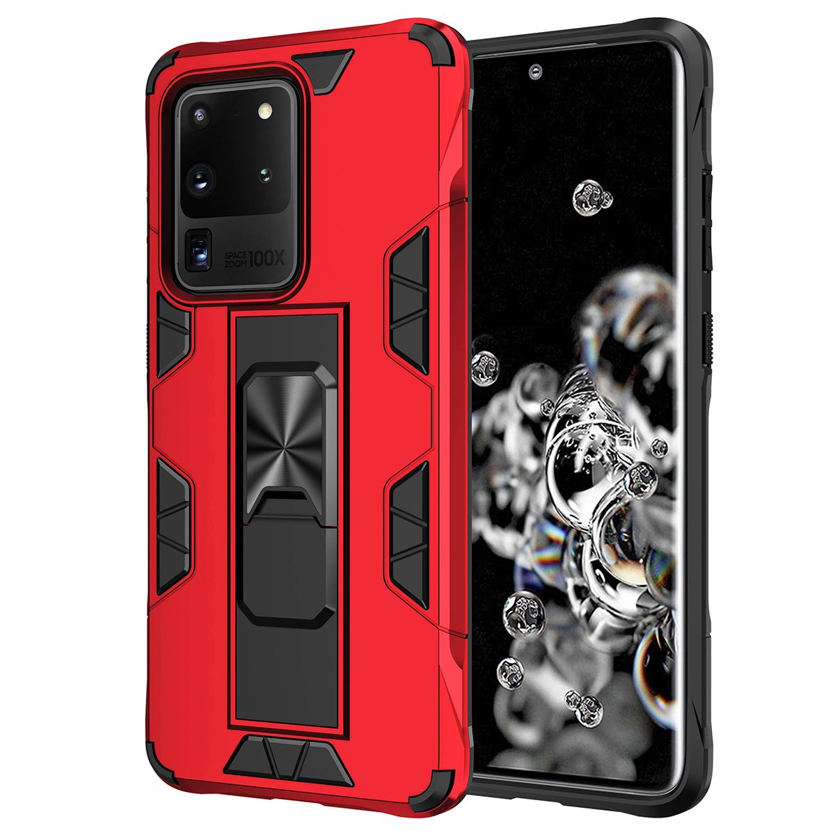 For Samsung Galaxy S20 Ultra Dual Layer Heavy Duty Military Grade Drop Protective Case Cover with Rotating Holder Kickstand casing