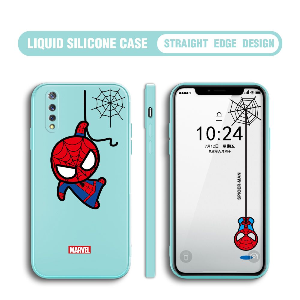 BILI for Vivo S1 Back Cover Little Spiderman Multicolor Liquid Silicone Phone Case Soft Square Lens Protection Phone Cases