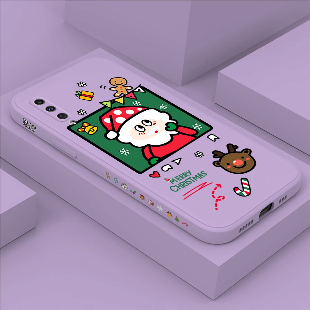 ZeroQiQi for Samsung A50 Case Santa Claus Christmas Gifts Side Printing Cases Soft Liquid Silicone Phone Cover