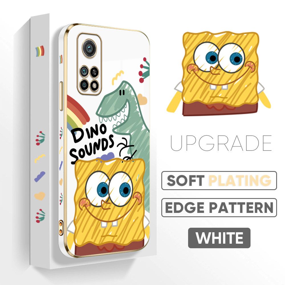 TA for Xiaomi Mi 10T / 10T Pro Back Cover + Free Lanyard Sponge Dinosaur Luxury 6D Plating Case Side Pattern Soft Silicone Square Phone Cases