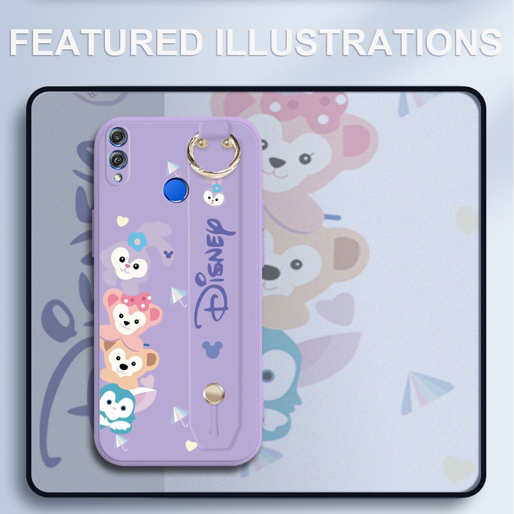 UCUC for Honor 8X Wrist Strap Case Creative Cartoon Cute Bunny Cover Ultra Thin Anti Fall Liquid Silicone Phone Case