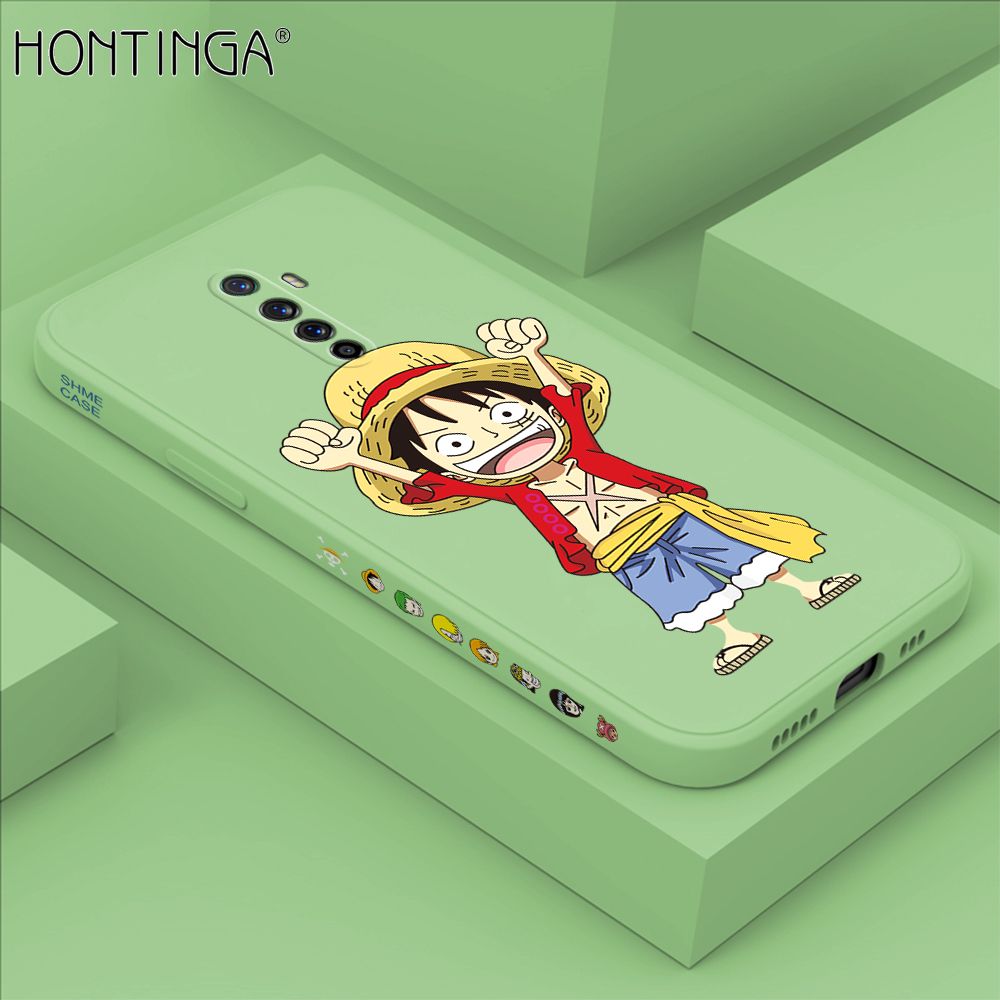 Hontinga for OPPO Reno Ace Case Side Design Anime Cartoon Luffy Back Cover Soft Square Edge Pattern Liquid Silicone Trend Phone Cases