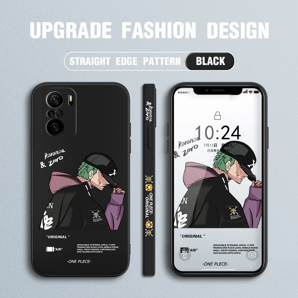 Jizetin for Xiaomi Poco F3 / Redmi K40 / K40 Pro Case Anime One Piece Roronoa Zoro Side Design Phone Case Ultra Soft Edge Pattern Liquid Silicone Phone Cases