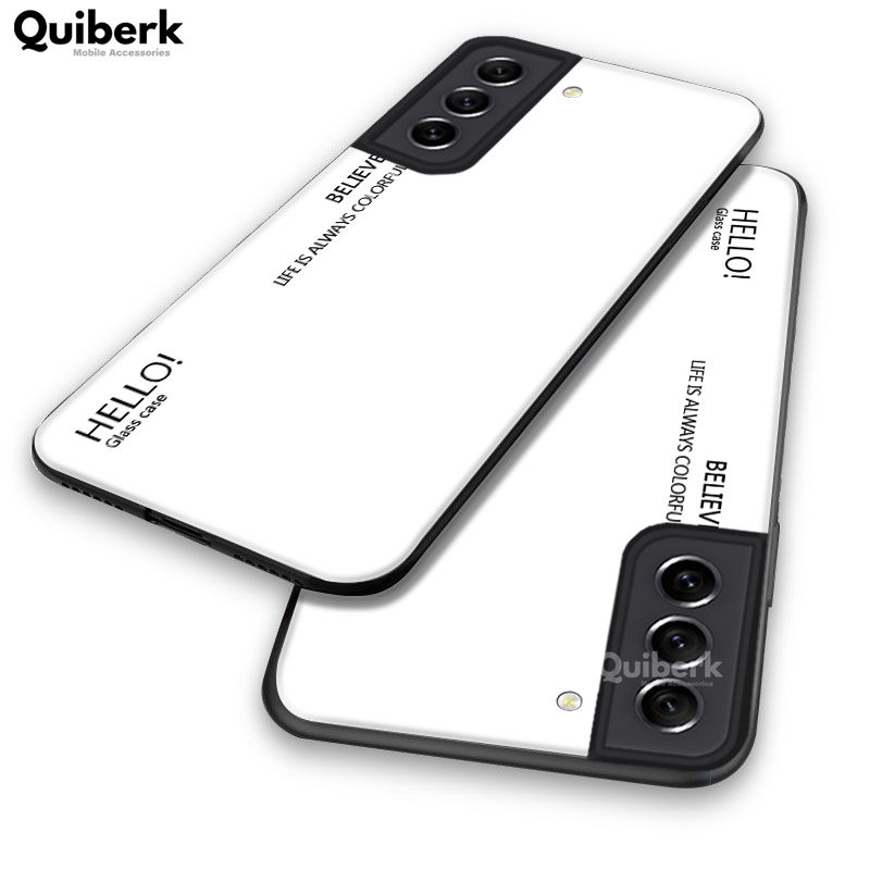 Quiberk for Samsung Galaxy S21 FE 5G Tempered Glass Hard Case Gradient Color Back + Soft Frame Shockproof Phone Cover
