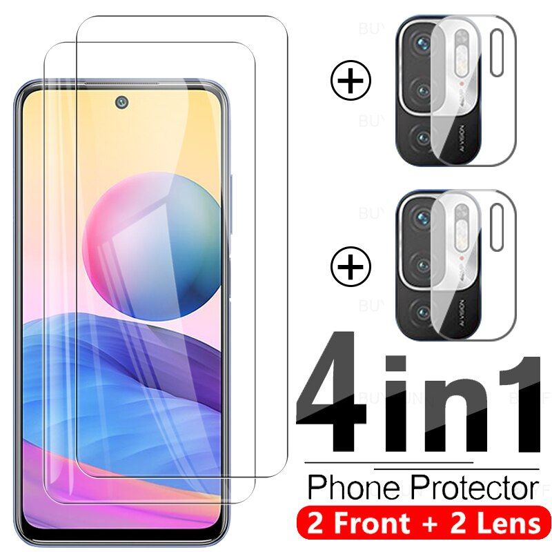 4in1 Tempered Glass Case For xiaomi redmi note 10 5G HD Film For Redmi Note 10 9 8 Pro Max 10S 9T 5G 8T 7 Camera Protective Film