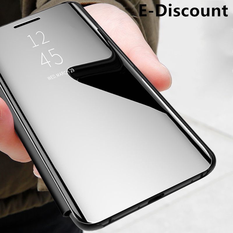 For Realme Narzo 50i Luxury Plating Smart Clear View Makeup Mirror Transparent Cosmetic mirror case for Realme Narzo50i Flip Case Stand Holder cases