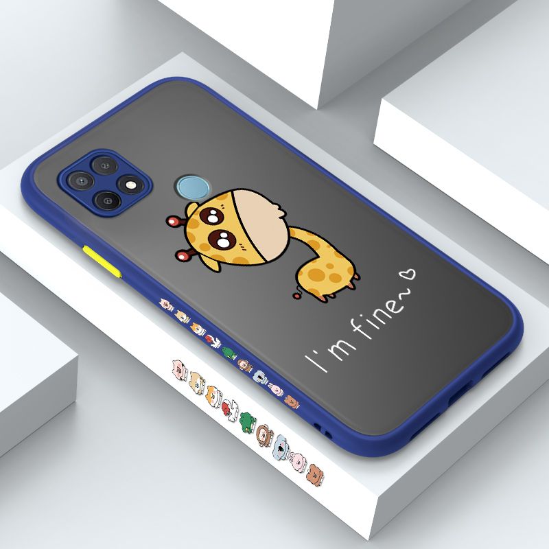 ZeroQiQi for OPPO A15S Case Cute Funny Giraffe Side Printing Cover Frosted Ultra Thin Protective Anti Fall Phone Case
