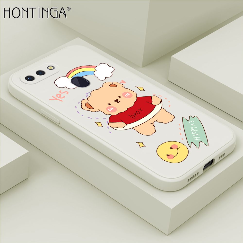 Hontinga for OPPO R15 Pro Case Lovely Cartoon Bear Phone Case Phone Case Soft Square Edge Silicone Cases Full Lens Cover Shockproof Protection Cover