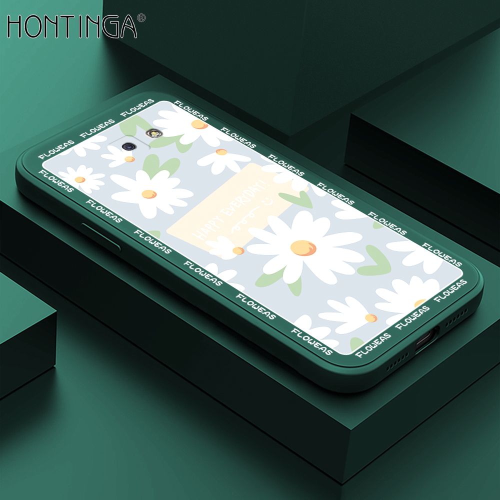 Hontinga for Samsung J5 Prime Case Beautiful Daisy Flower Phone Case Phone Case Soft Square Edge Silicone Cases Full Lens Cover Shockproof Protection Cover