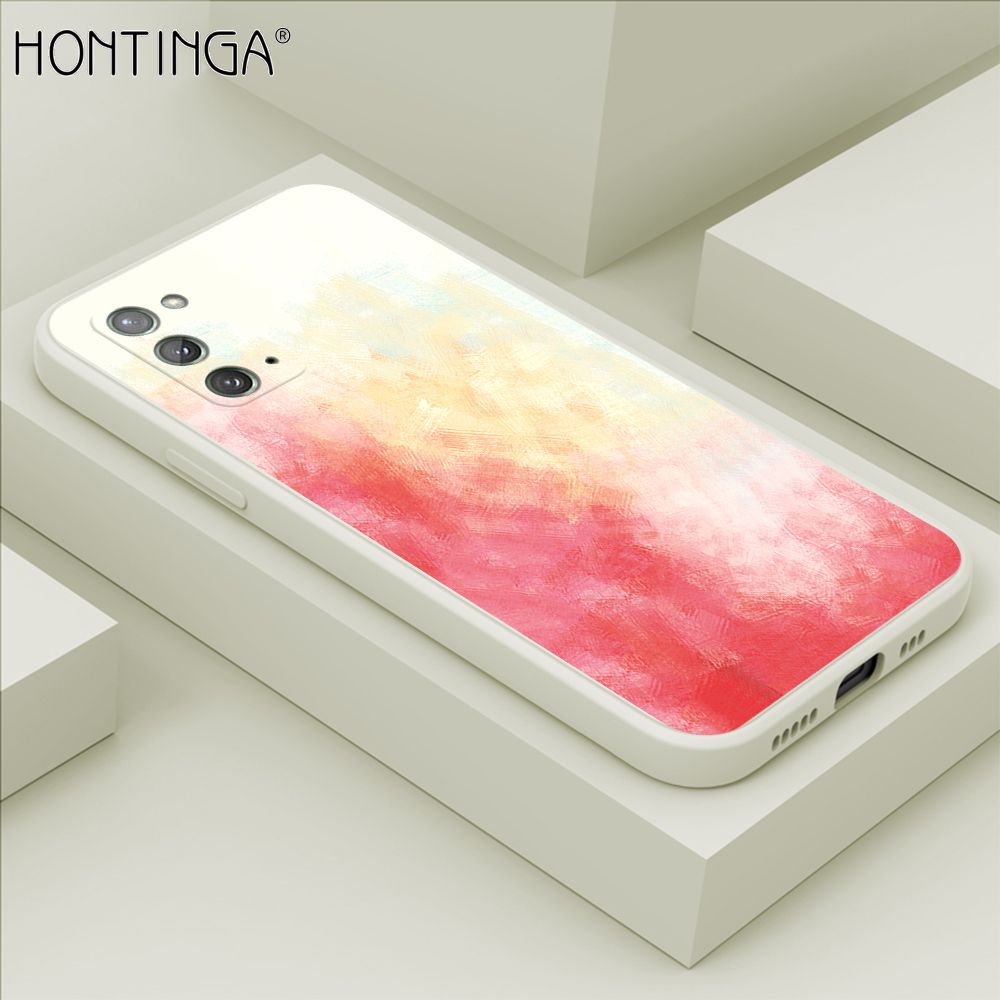 Hontinga for Samsung Note 20 Case Watercolor Gradient Liquid Soft Square Silicone Phone Case Shockproof Protection Rubber Cover