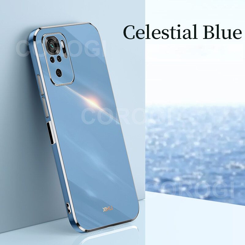For Xiaomi Redmi Note 10 4G Cover Fashion Shiny Plating Square Bumper Slim Phone Case Soft TPU Silicone Shockproof Protective Back Cover
