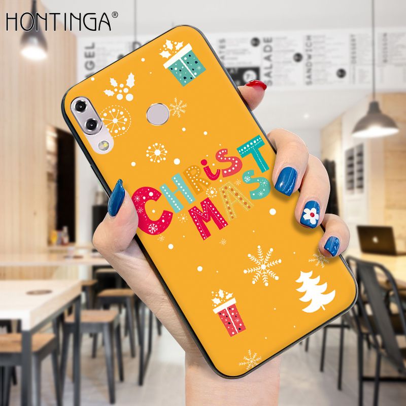 Hontinga for ASUS Zenfone 5Z Case Merry Christmas Gifts for Girls Boys Phone Cover Shockproof Soft Silicone TPU Cases
