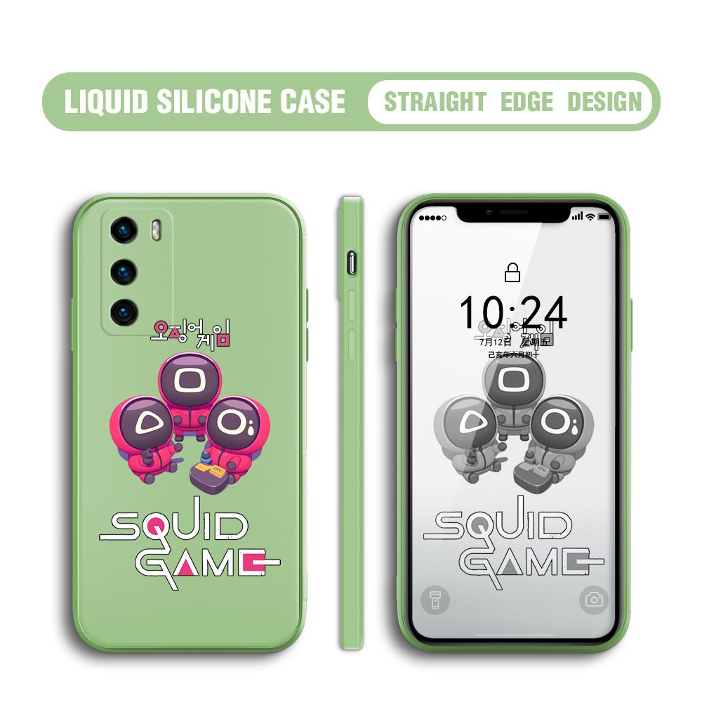 UCUC for Huawei P40 Case Cute Cartoon Cute Squid Character Phone Cover Square Liquid Silicone Shockproof Phone Protective Case