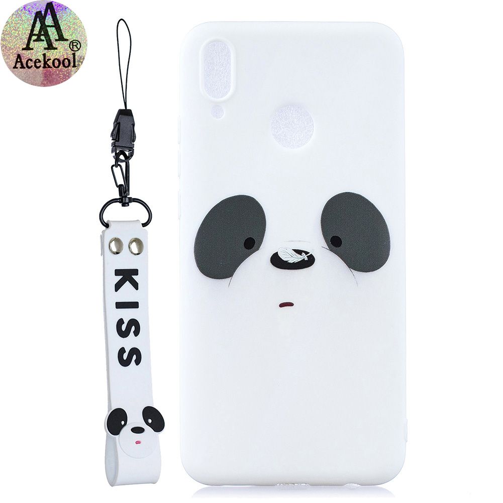 Yfashion kool for HUAWEI Y9 2019 Cartoon Lovely Coloured Painted Soft PU Back Cover Non-slip Shockproof Full Protective Case with Lanyard