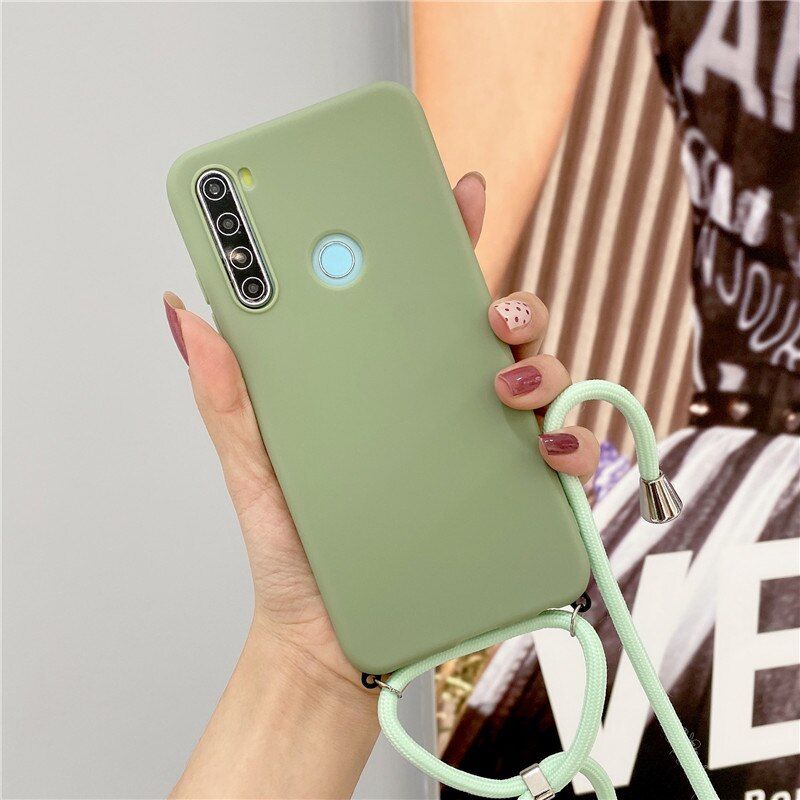 Strap Cord Chain Necklace Lanyard Case For Xiaomi Redmi Note 9 9S 8 7 6 K20 K30 Pro 5Plus 5A 6A 7A 8A 9 Matte Silicon Soft Cover