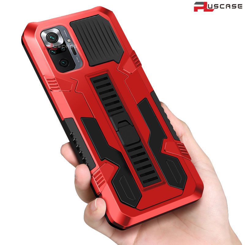 PlusCase for Xiaomi Redmi Note 10 Pro Armor Case Stand Ring Hard Shockproof Matte Foldable Invisible Kickstand Casing