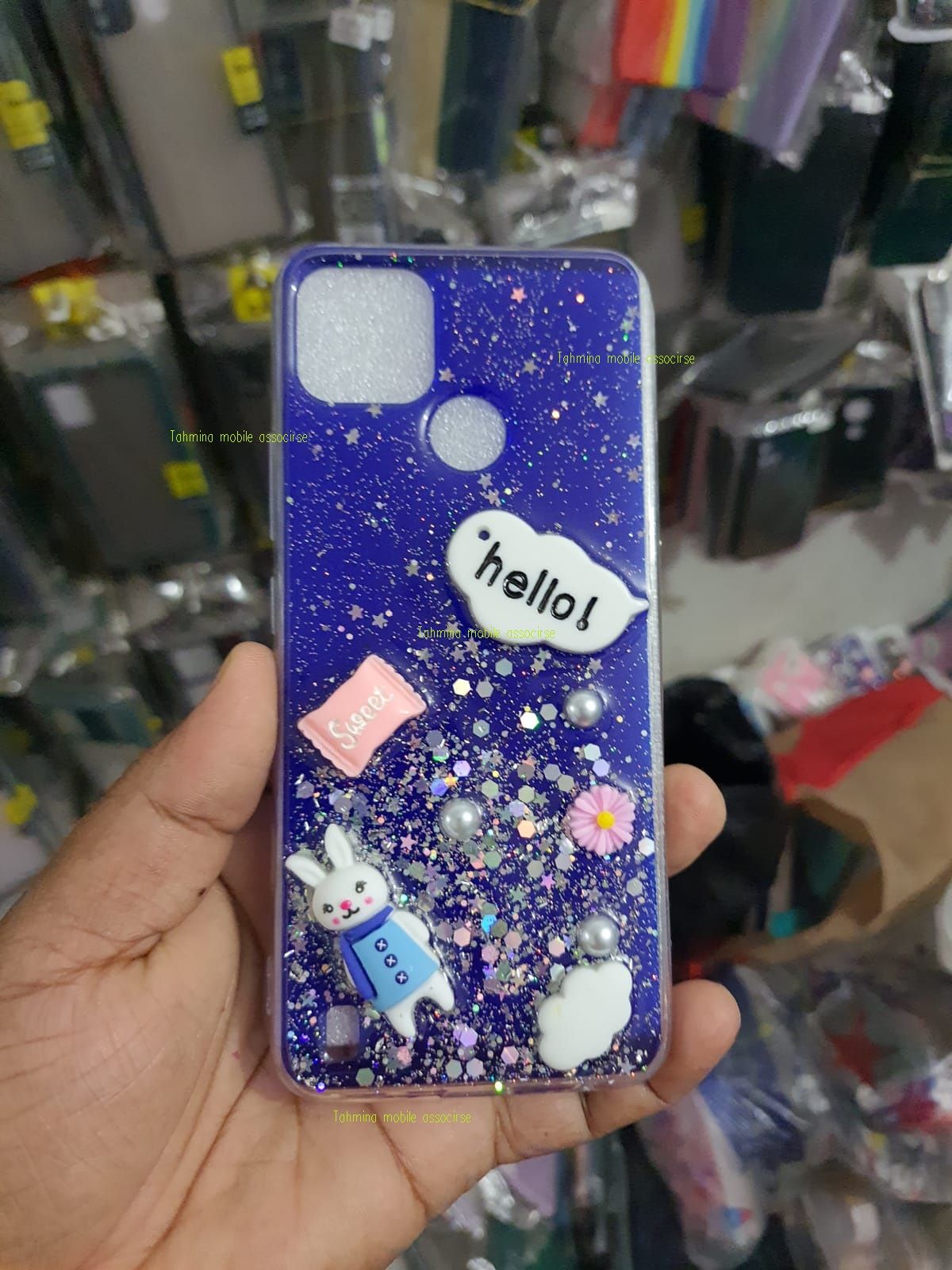 Realme C21Y / Realme C25Y - Hello Kitty Soft Silicone Rubber 3D Cartoon Personality Cosmetic Middle Mirror Cute Flexible Case Cover
