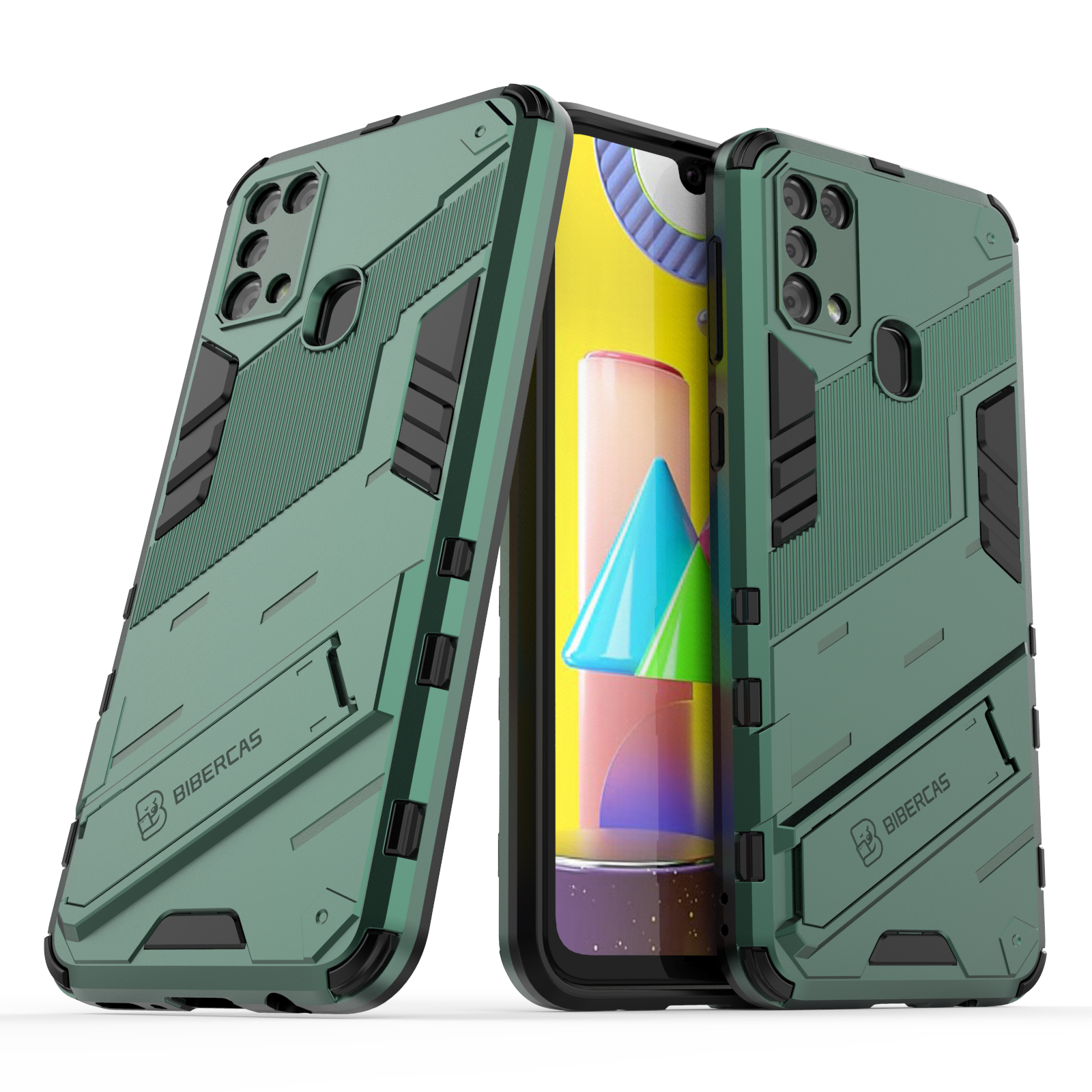 Shockproof Armor Phone Case For Samsung Galaxy M31 Rugged Bracket Anti-Fall Protector Cover