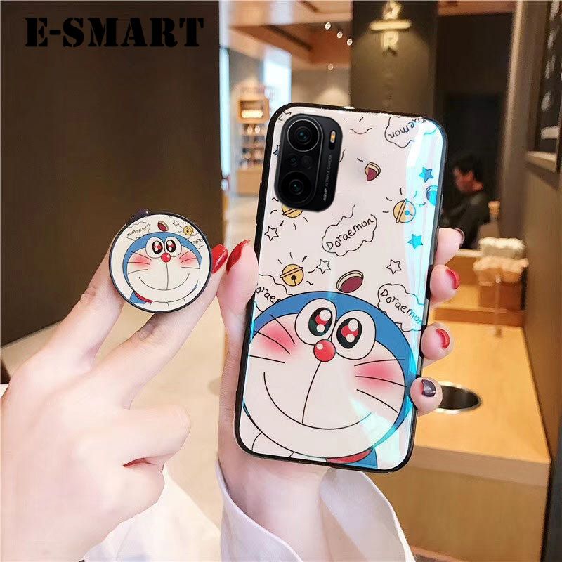 For Xiaomi 11X Case Cute 3D Cartoon Blue Light Happy Doraemon Soft Couple Cases Stand Holder for Xiaomi 11X Case