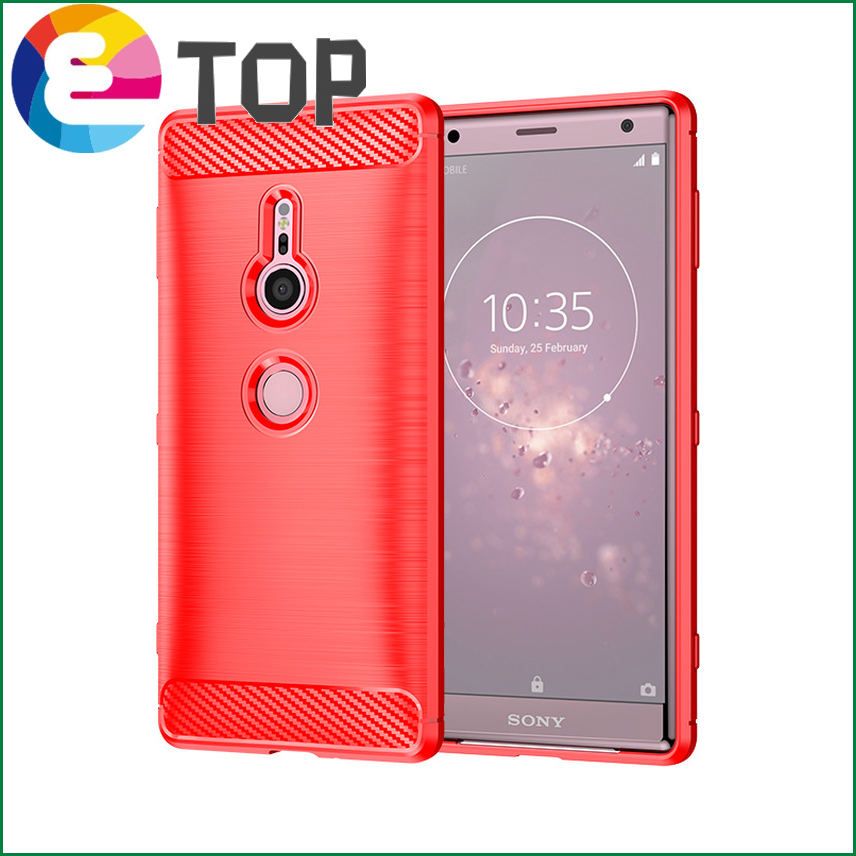 【ETOP】Carbon Fiber Cover Case For Sony Xperia XZ2 Premium Solid Color Rugged Shockproof Protect Case For Xperia XZ2 Compact XZ2 Mini