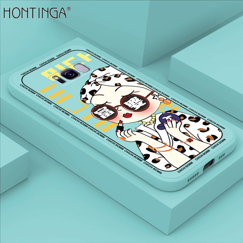 Hontinga for Samsung S8 Plus Case Fashion Sunglasses Rich Girl Phone Case Phone Case Soft Square Edge Silicone Cases Full Lens Cover Shockproof Protection Cover