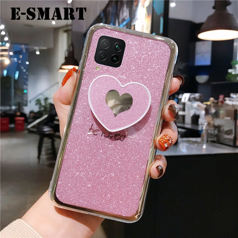 For Samsung Galaxy M53 5G Case Fashion Couple Cases Bling Gold Glitter Loved Bracket Holder Stand Ring Soft Protector Cover Samsung M53 5G Back Cover