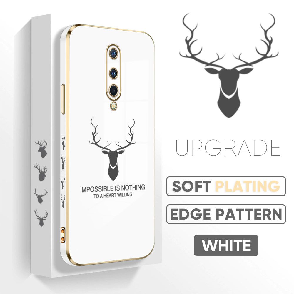 TA for OnePlus 8 Back Cover + Free Lanyard Simple Antlers Luxury 6D Plating Case Side Pattern Soft Silicone Square Phone Cases