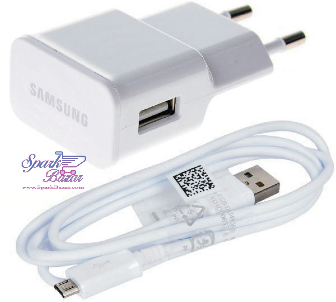 Samsung Charger all sphone with micro USb cable- white -1 piece