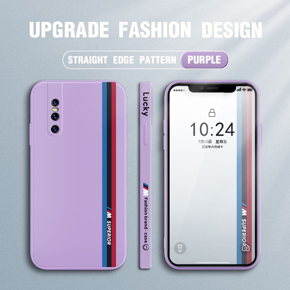 Jizetin for Vivo V15 Pro Back Cover Simple Graffiti Track Side Design Liquid Silicone Phone Case Soft Full Camera Protect Phone Cases