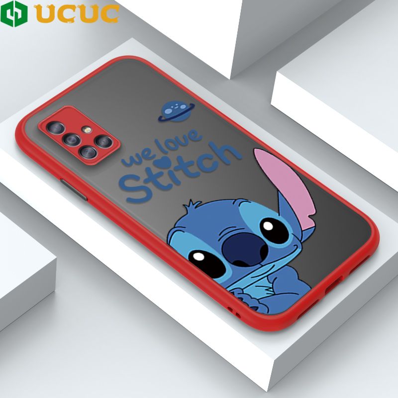 UCUC for Samsung Galaxy A51 Back Cover Peeping Stitch Frosted Transparent Hard Phone Case Thin Shockproof Full Cover Camera Protect Case