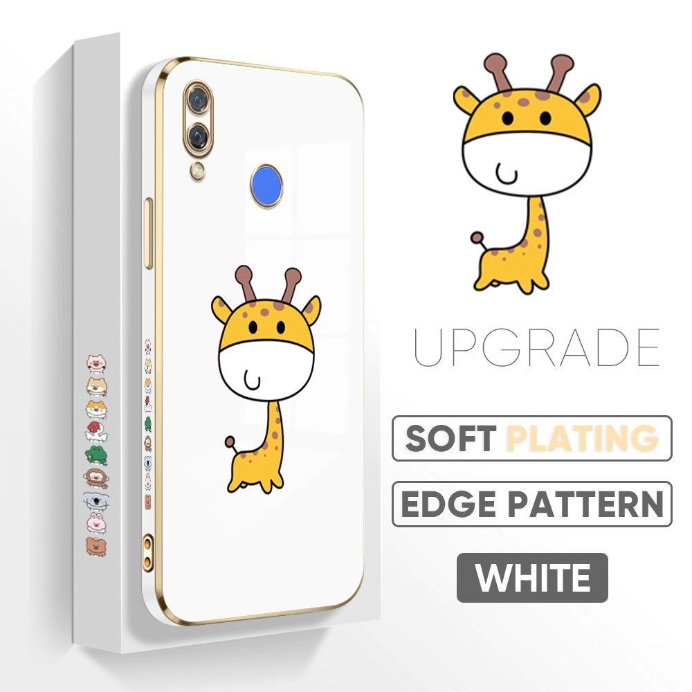 TA for Huawei Nova 3 Back Cover + Free Lanyard Mini Giraffe Luxury 6D Plating Case Side Pattern Soft Silicone Square Phone Cases
