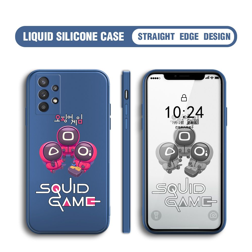 UCUC for Samsung Galaxy A32 5G Case Cute Cartoon Cute Squid Character Phone Cover Square Liquid Silicone Shockproof Phone Protective Case