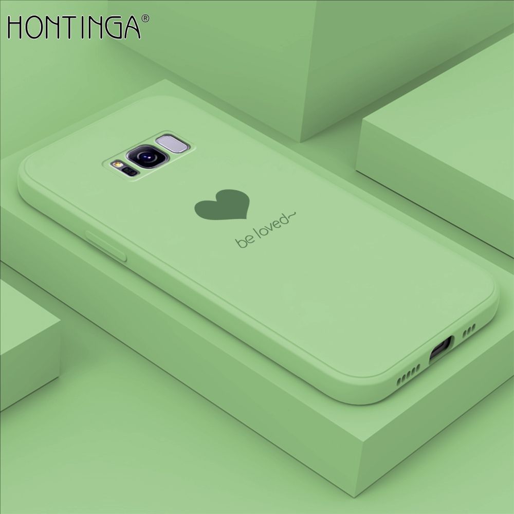Hontinga for Samsung S8 Plus Case Simple Lover Heart Pattern Back Cover Soft Square Edge Liquid Silicone Phone Cases