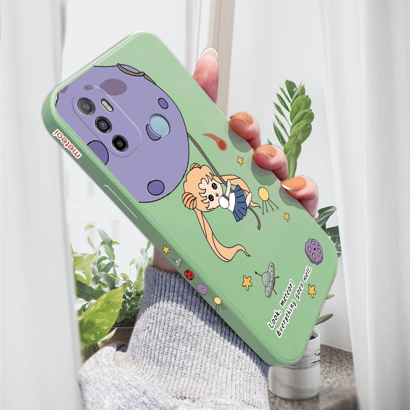 AMORVOR for OPPO A53 2020 Back Cover Lovely Sailor Moon Side design Soft Case Liquid Silicone Phone Cases