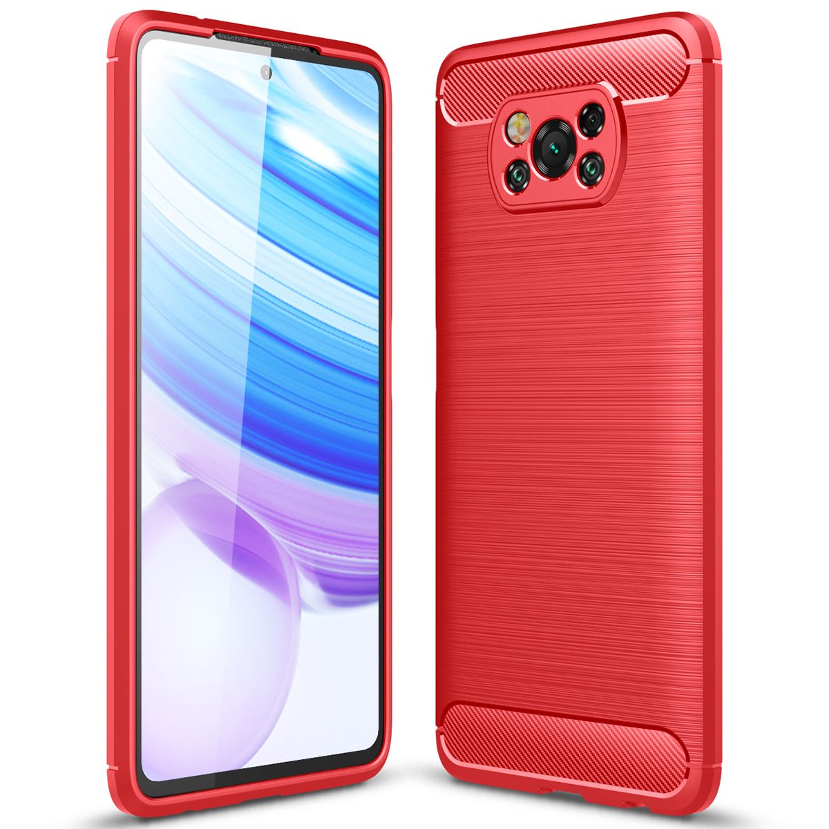 For Xiaomi Poco X3 NFC Case Carbon Fiber TPU Shockproof Soft Silicone Phone Cover