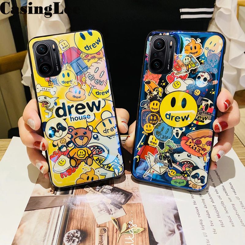 Casinglee For Redmi Note 10 Case Shockproof Fashion Cartoon Smile Face Blue Light Silicone Soft Phone Case for Mi Redmi Note 10 Back Cover