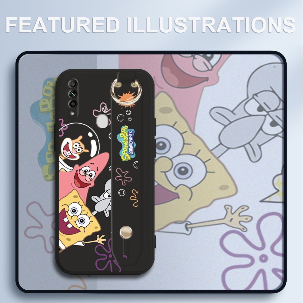 UCUC for OPPO A31 2020 Wrist Strap Case Funny Cartoon Sea Creatures Cover Ultra Thin Anti Fall Liquid Silicone Phone Case