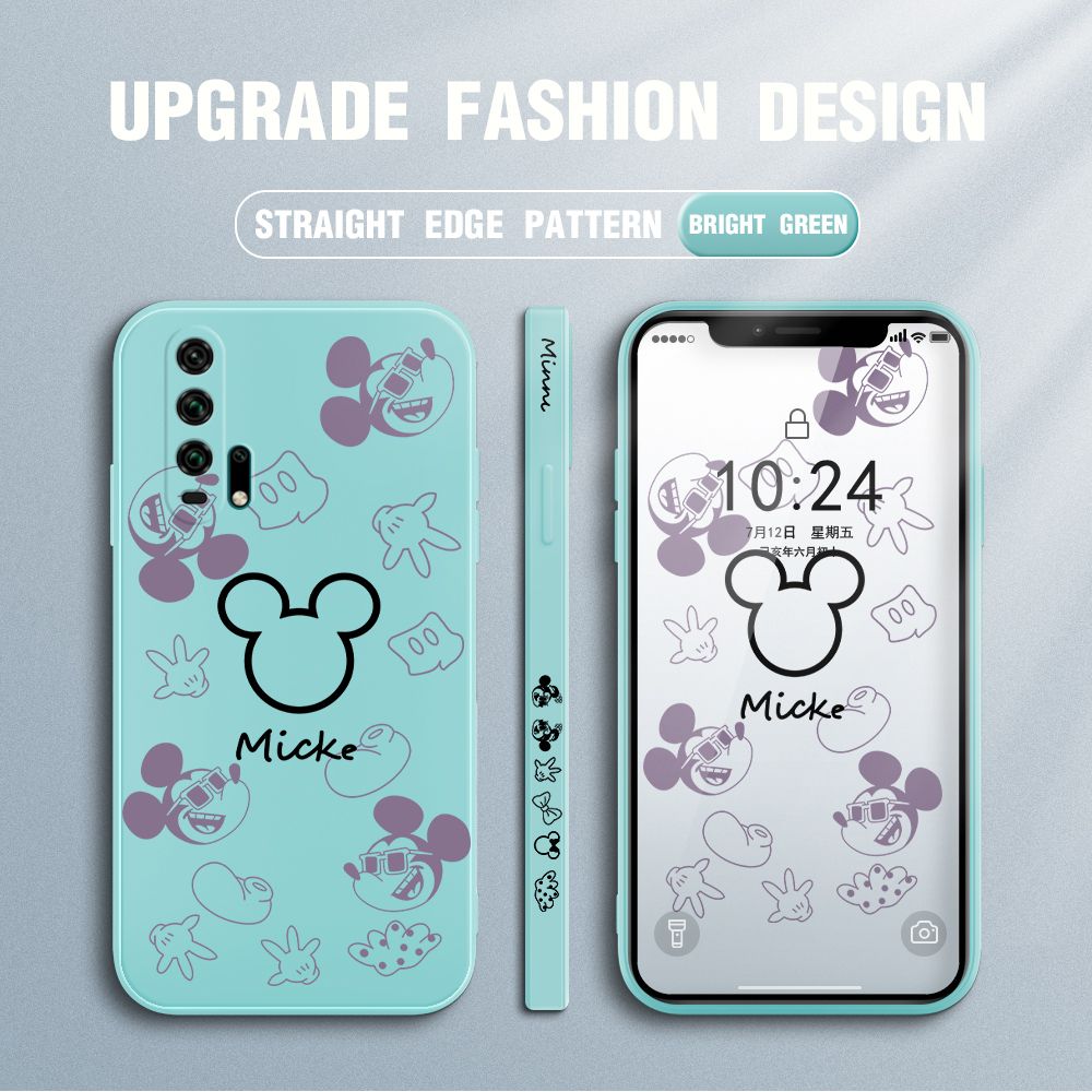 Jizetin for Honor 20 Pro Case Creative Printing Pattern Side Design Phone Case Square Edge Pattern Liquid Silicone Cases Full Cover Camera Shockproof Protective Case