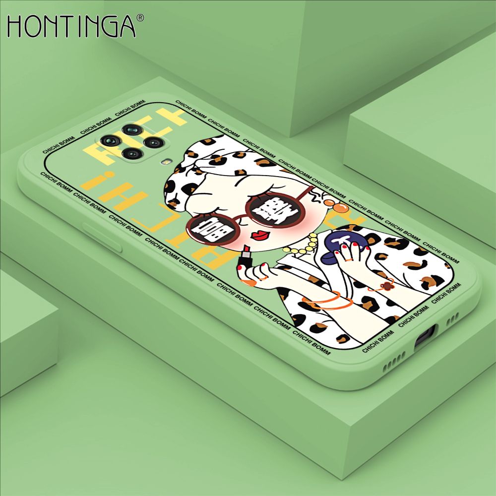 Hontinga for Redmi Note 9Pro Case Fashion Sunglasses Rich Girl Phone Case Phone Case Soft Square Edge Silicone Cases Full Lens Cover Shockproof Protection Cover