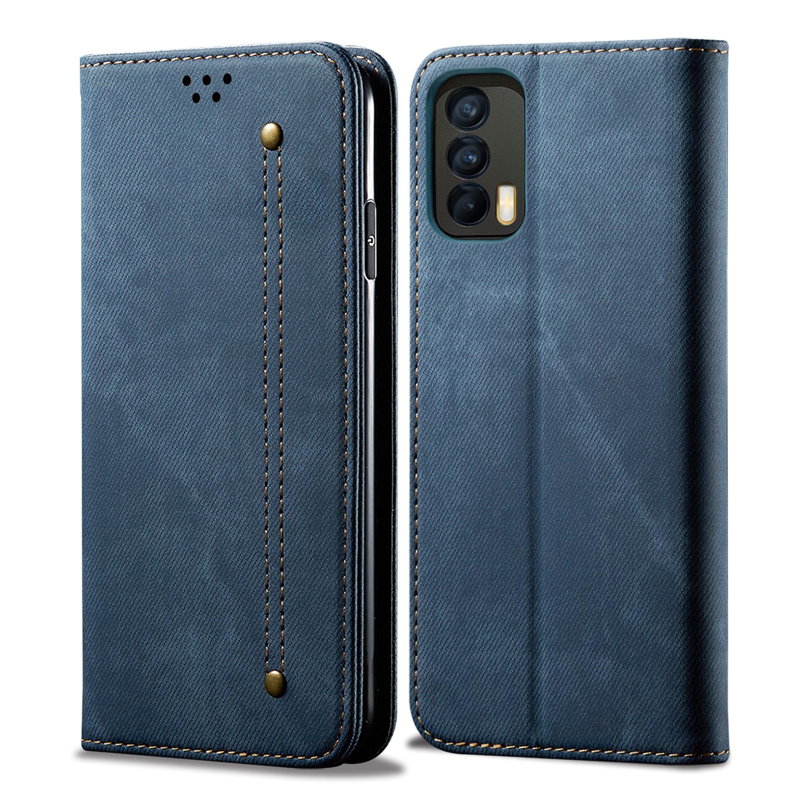For OPPO Realme V15 5G Retro Style Magnet Flip Leather Protective Case with Stand Card Slots Casing