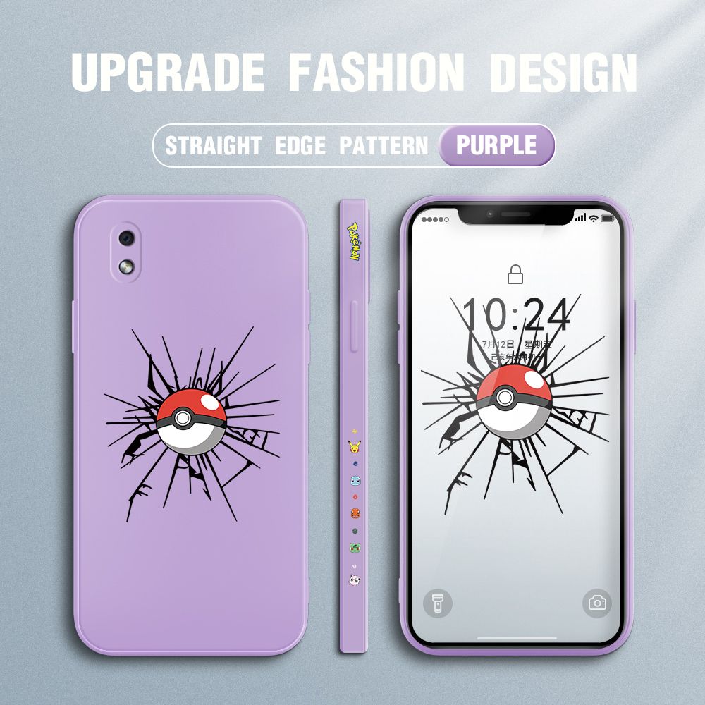 Jizetin for Samsung Galaxy A01 Core Case Cartoon Pokémon Pocket Monster Design Side Design Phone Case Square Edge Pattern Liquid Silicone Cases Full Cover Camera Shockproof Protective Case